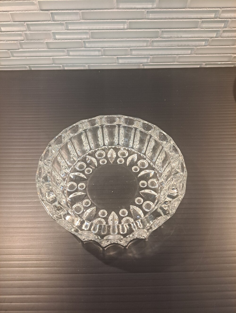 Vtg KIG Indonesia Heavy Clear Crystal Glass Thumbprint Ashtray-Trinket Dish - Picture 1 of 6